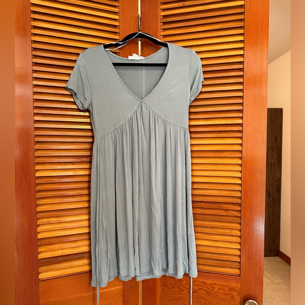 Light Blue “PINK ROSE” Empire Waist Babydoll Dress Size Small